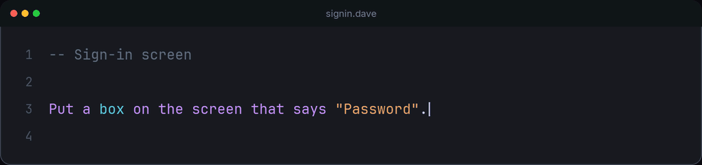 Dave code being typed for a password box and Enter button